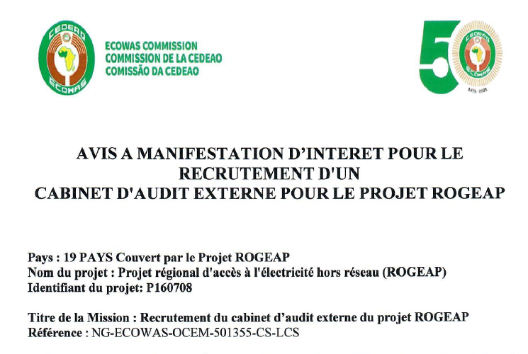 RECRUTEMENT D’UN CABINET D’AUDIT EXTERNE POUR LE PROJET ROGEAP