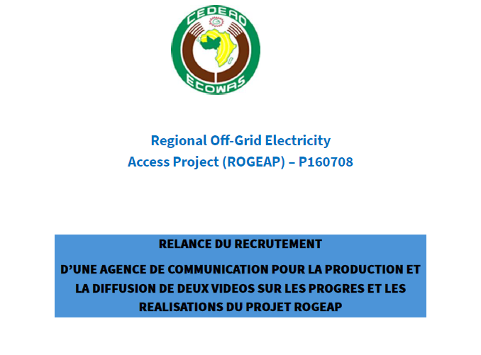 Re-launch of the tender process to appoint a communications agency for the production and distribution of two videos on the progress and achievements of the ROGEAP project